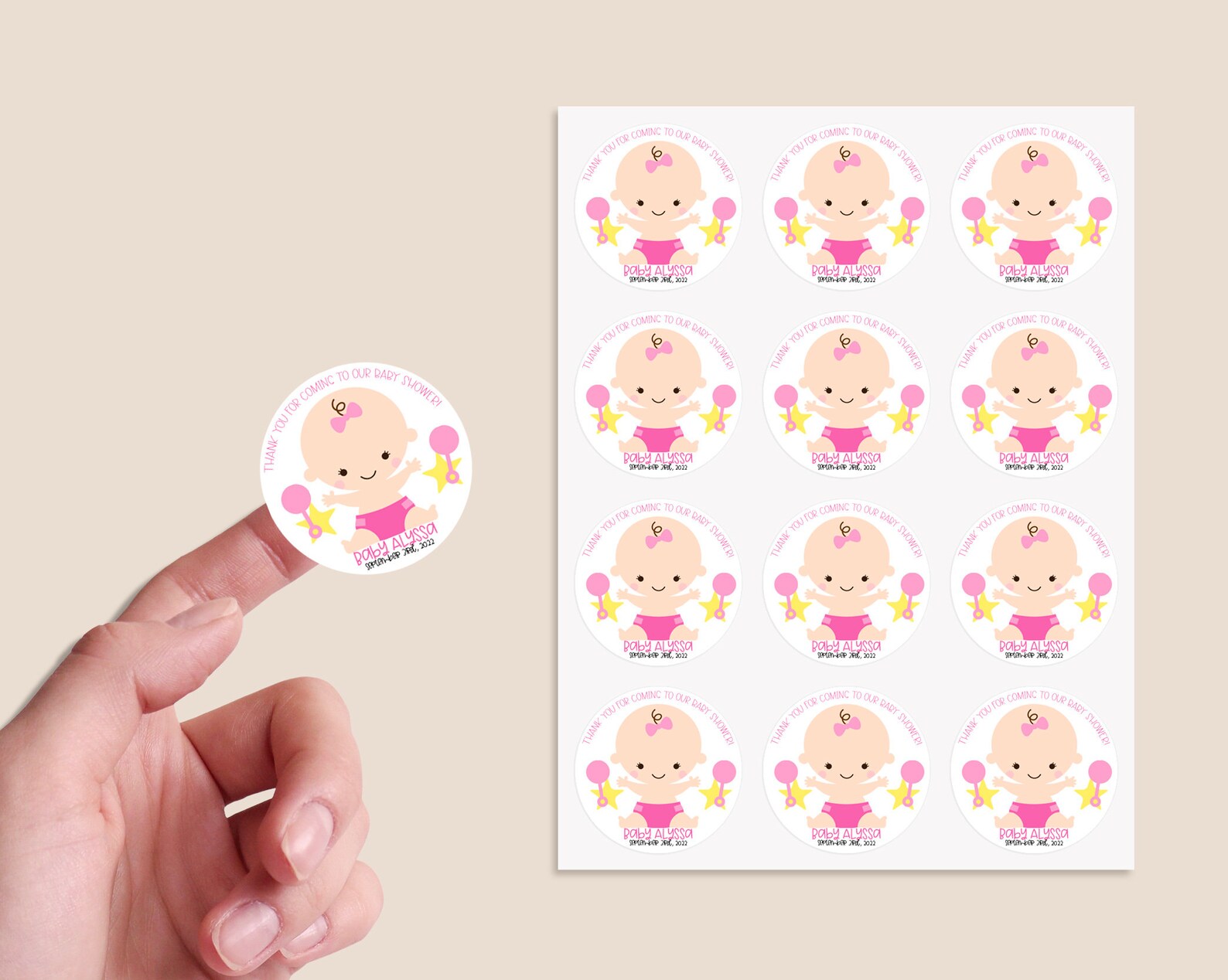 Baby Shower Favor Stickers Thank You Baby Shower Stickers Etsy