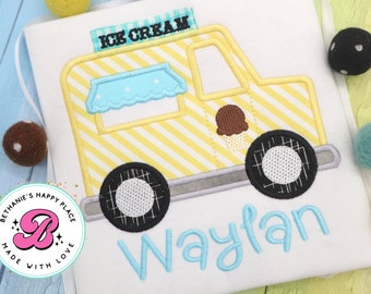 Ice cream truck shirt - embroidered ice cream truck shirt - personalized ice cream truck shirt - kids shirt - summer truck shirt for kids