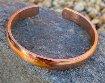 Bracelet en cuivre pur - Bracelet de guérison - Manchette jonc en cuivre - Fait main au Népal - Idéal pour offrir