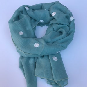 Embroidered Polka Dots Scarf/stole
