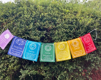 Tibetan Seven Chakra Prayer Flags - Meditation Flags - Home Decor Garden Wall Art Ideal for Gift -Made in Nepal