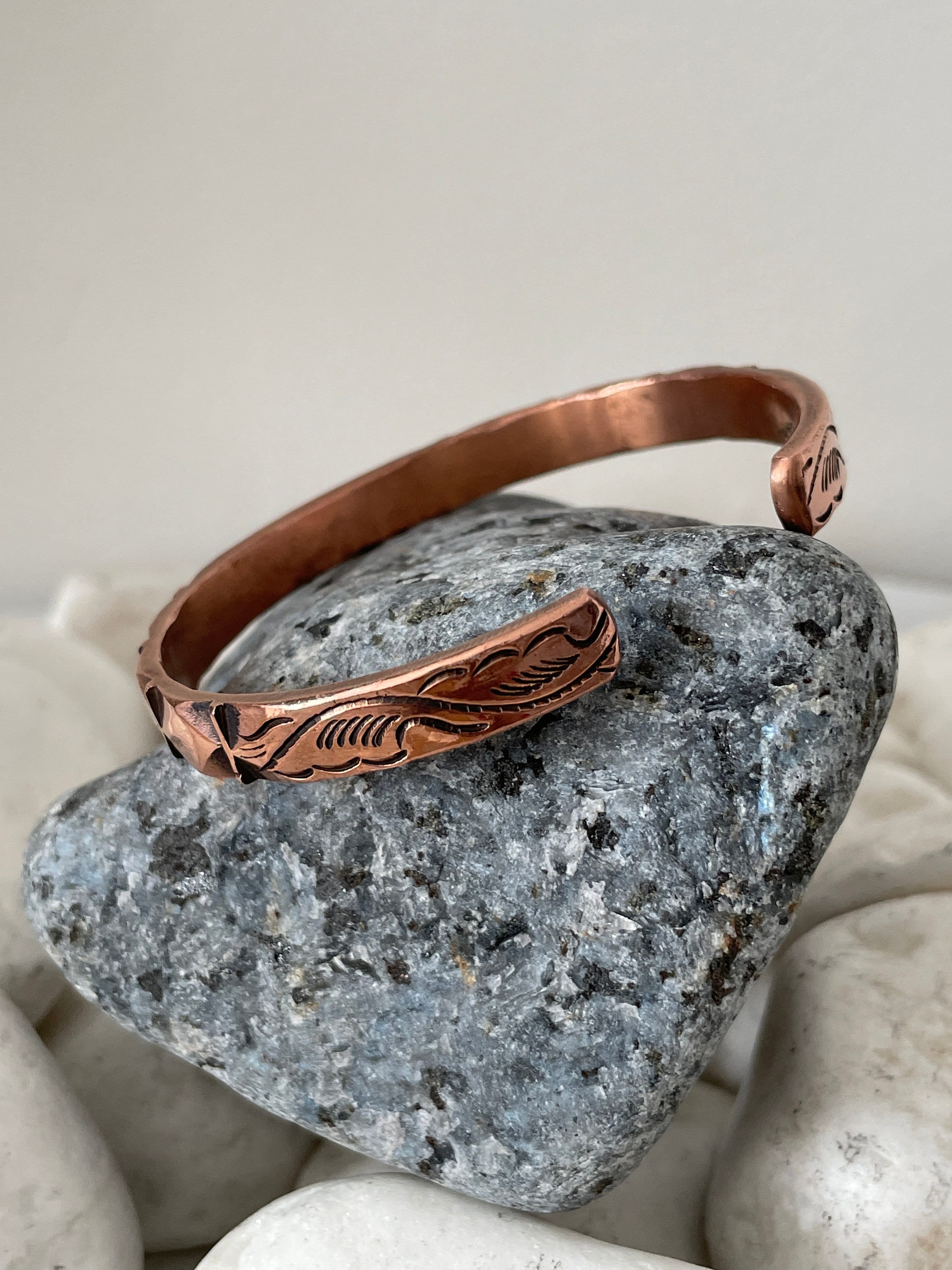 Solid 99.99% Pure Copper Adjustable Cuff Bracelet For Women & Men – Vintage Plum Blossom Design, Hypoallergenic, Gift Box Included