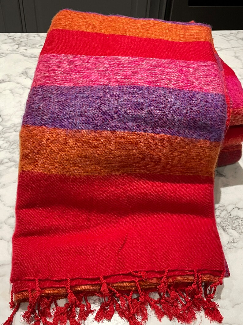 Stripe Colourful Yak Wool Blanket Sofa Blanket Throws Etsy