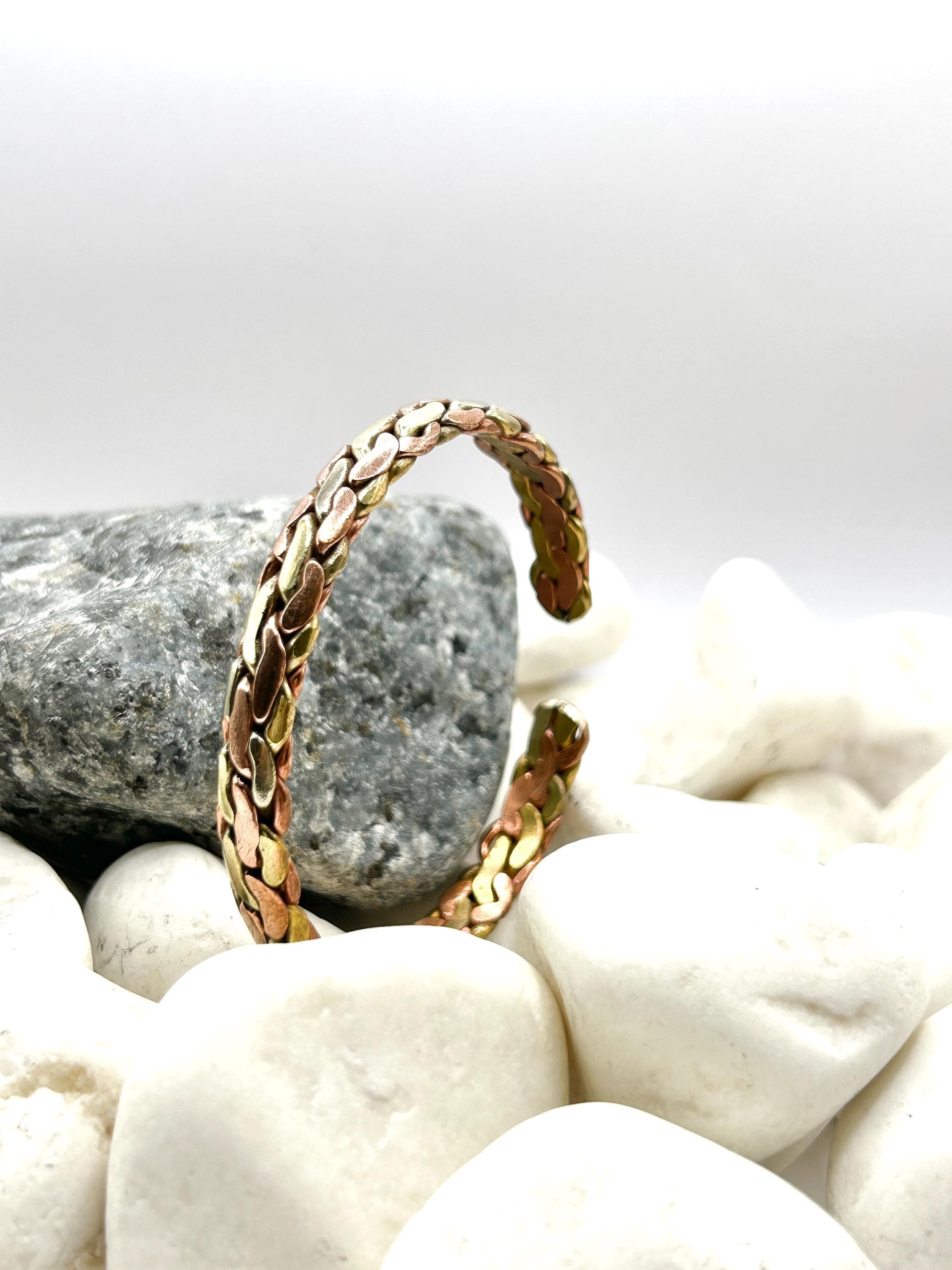 Bracelet Rigide Vintage Torsadé - Cuivre, Laiton Et Argenté - Occasion