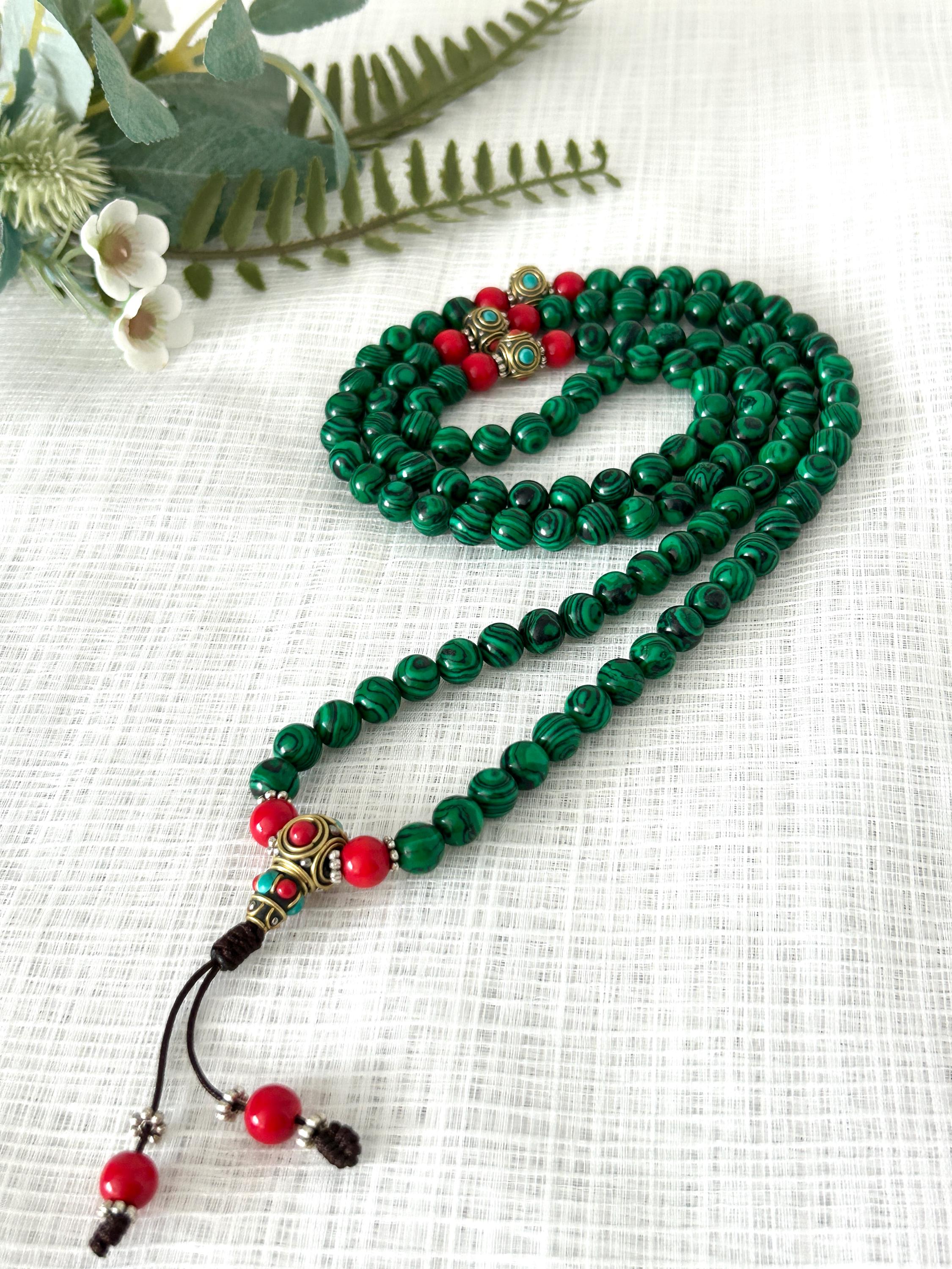 Collana Mala Tibetana 108 Perline 6mm In Pietre Naturali: Porta Fortuna E Pace, Regalo Spirituale Unisex (68 Cm) - 2