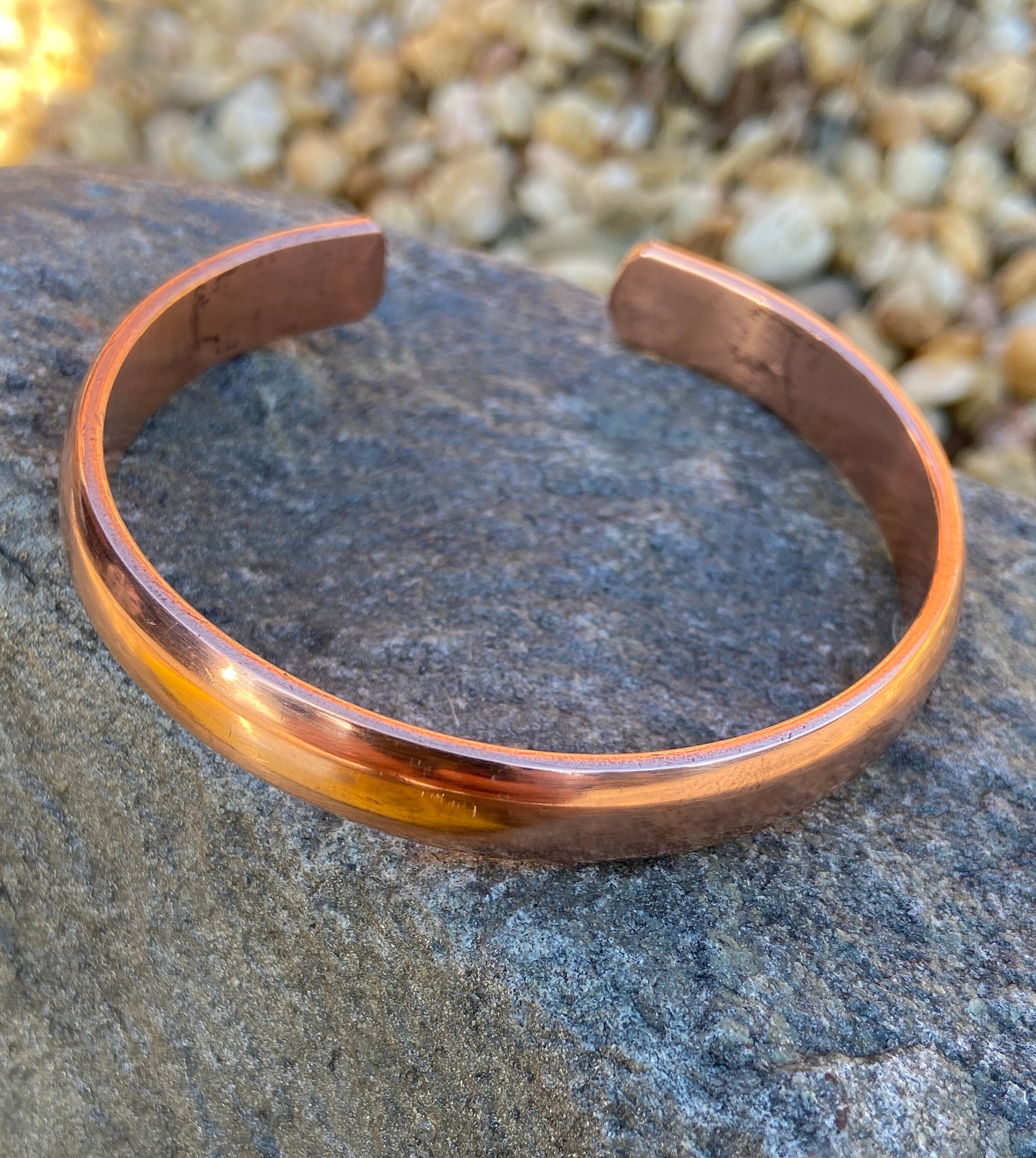 Bracelet En Cuivre Massif Pur - Fait Main, Finition Vintage - Taille Réglable 16,5-21,5 Cm - Pour Homme Et Femme