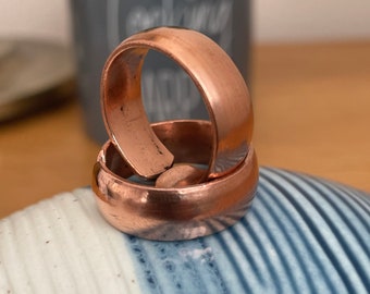 Healing Copper Ring - Solid Chuncky Ring - 8mm width Pure Copper - Handmade in Nepal - Gift for Him