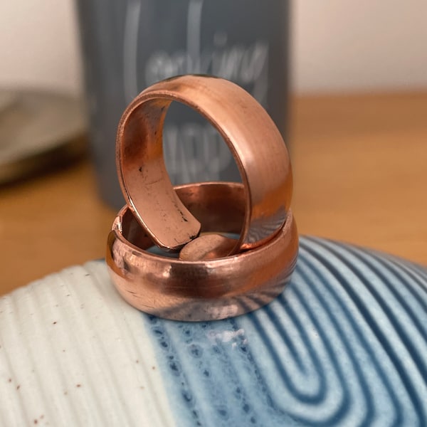 Healing Copper Ring - Solid Chuncky Ring - 8mm width Pure Copper - Handmade in Nepal - Gift for Him