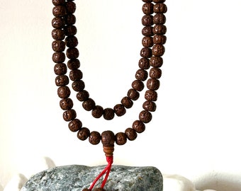 Rudraksha Japa Mala Necklace Mediation Mala Rosary 8mm 108 Beads Hindu Yoga Prayer Meditation Raiki Mala - Made in Nepal - Ideal for Gift