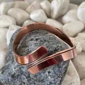 Handcrafted  Curved Copper Healing Bracelet - Pure Copper Open Cuff Bangle - Ethnic copper bracelet- Handmade in Nepal- ideal for gift