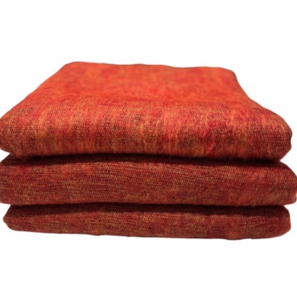 Yak Wool BURNT ORANGE Blanket / Oversized Shawl/Throws/Yoga Meditation Blankets /Travel Blanket/Wrap/Gift for Her /Handmade in Nepal