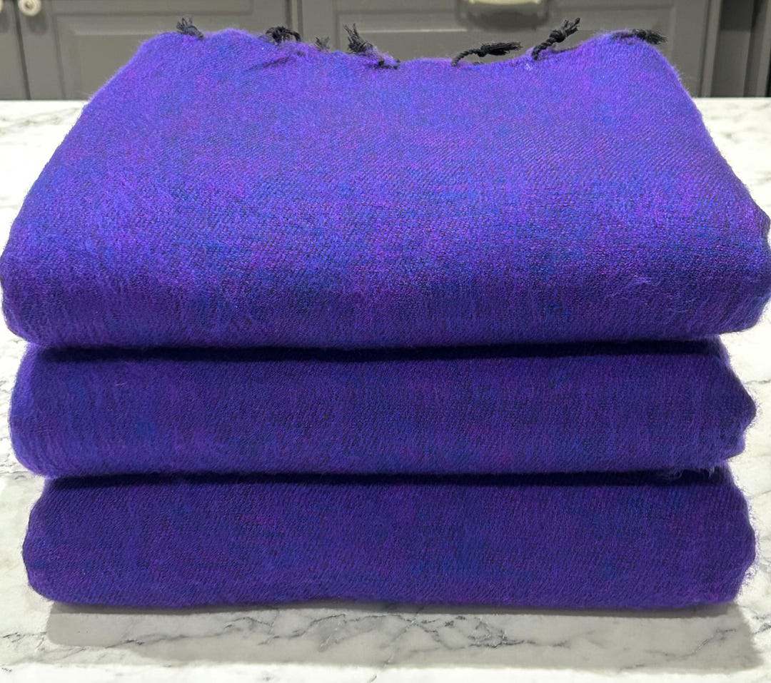 Fair Trade Yak Wolle Schal - Handgebürstet Weich Violett Aus Nepal