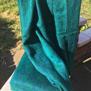 Peacock Green Yak Wool Blanket / Oversized Shawl/Throws/Yoga Meditation Blankets /Sofa Throw/Travel Throw/Camping Wrap/Handmade in Nepal image 4