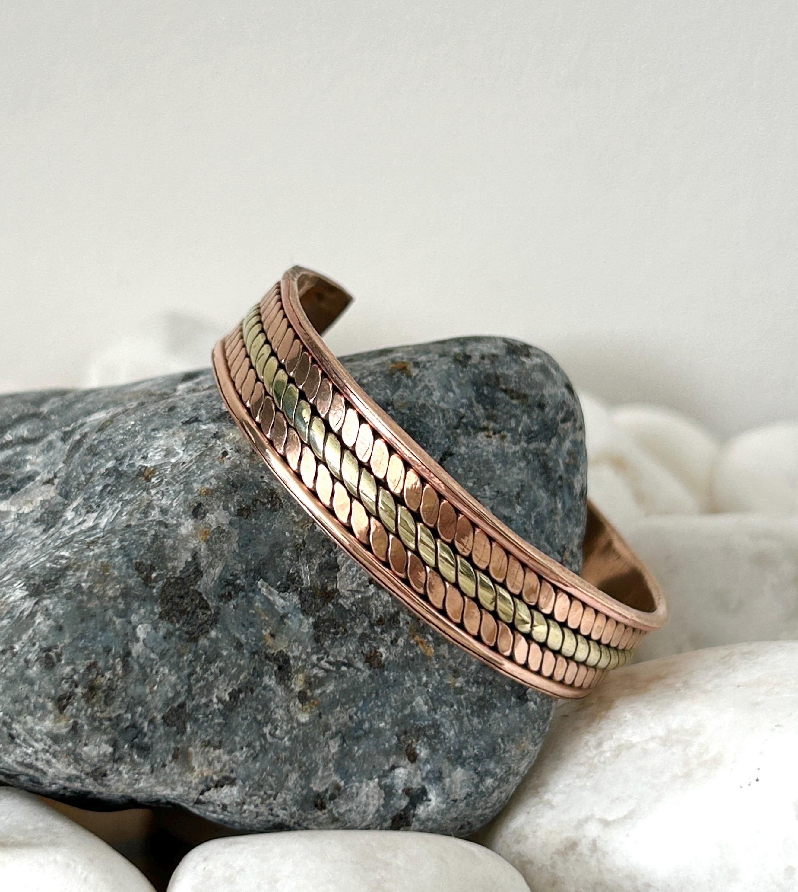 Bracelet En Cuivre Pur Réglable - Unisexe - Manchette De Guérison - Fait Main Inde