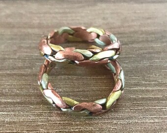 Copper and Brass Twisted Ring - Handmade in Nepal