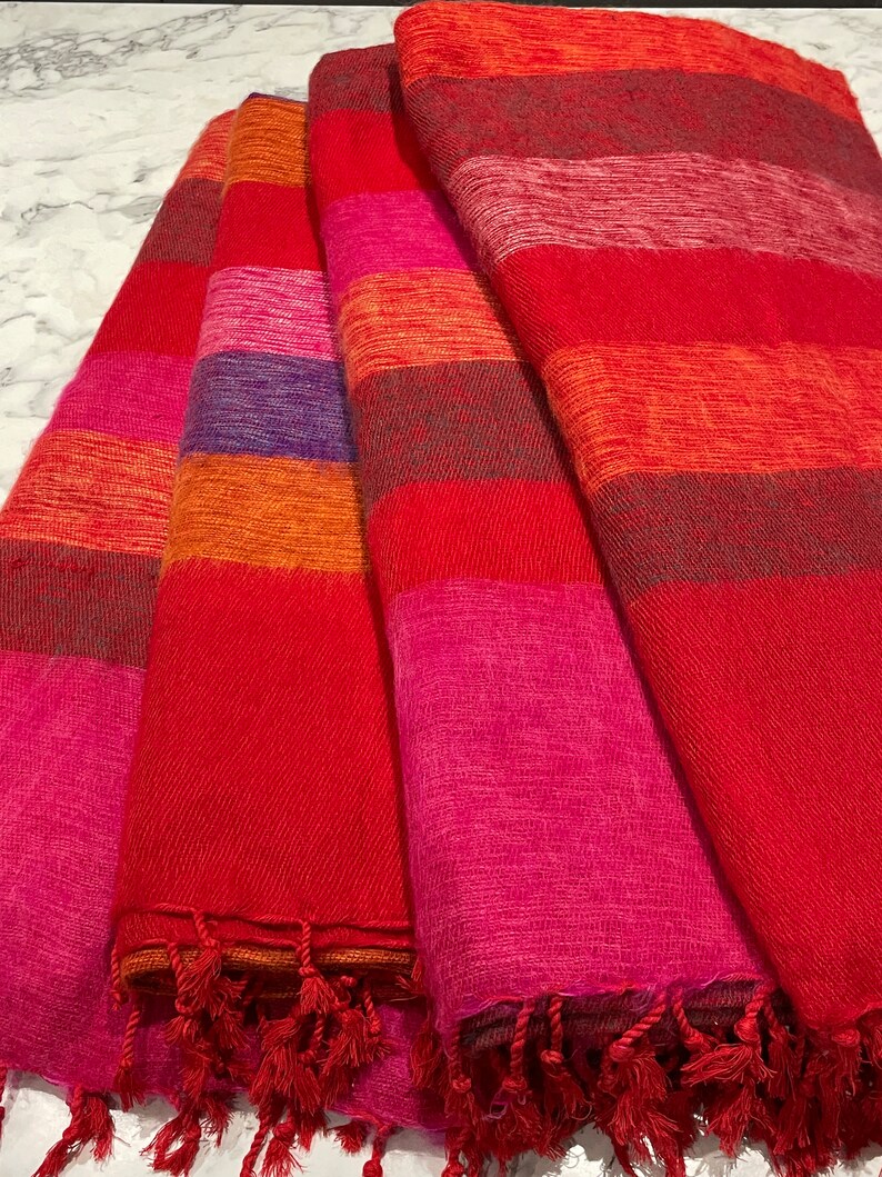 Stripe Colourful Yak Wool Blanket Sofa Blanket Throws Etsy