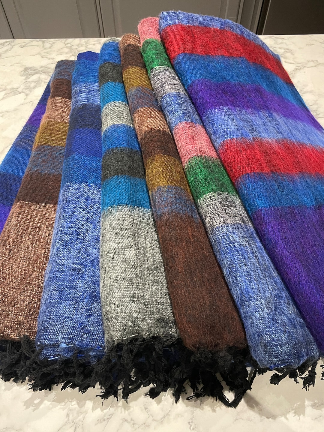 Stripe Colourful Yak Wool Blanket Sofa Blanket Throws Yoga Meditaion
