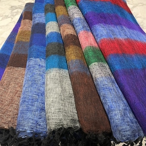 Stripe Colourful Yak Wool Blanket| Sofa Blanket | Throws | Yoga Meditaion Blankets | Travel Blanket Wrap | Handmade in Nepal | Gift for Her