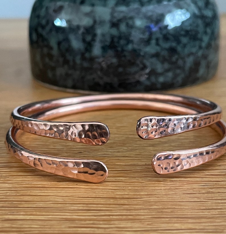 Copper Healing Bracelet Hammered Overlap Copper Cuff Bangle Handmade in Nepal Ideal for Gift image 2