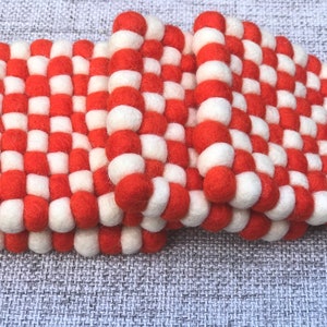 Felted Ball Coasters - Set of 4 - Handmade in Nepal/Ideal for gift