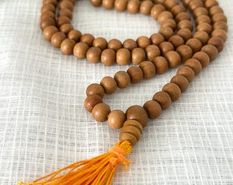 Sandalwood Mala 8mm Beads Mala Necklace, Meditation Yoga Healing Mala Japa Mala, Buddhist Prayer Mala