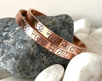 Pure Copper Bracelet - Om Namah Shivaya - Copper Cuff Bangle - Ideal for Gift - Handmade in Nepal