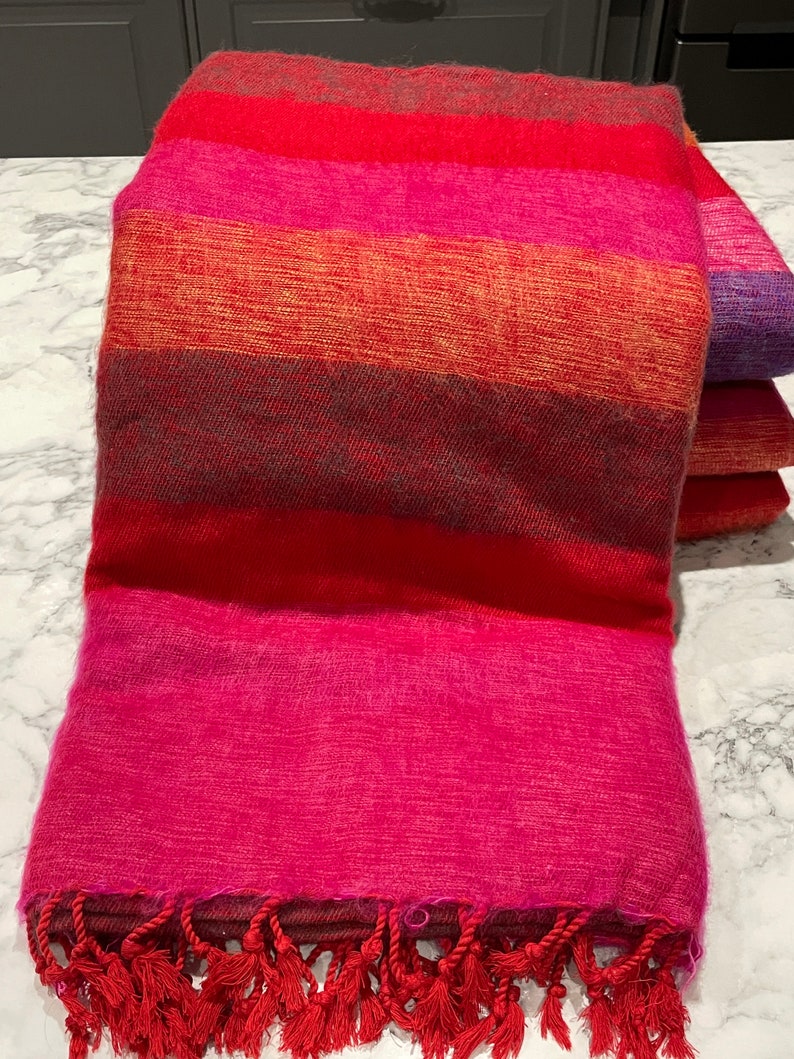 Stripe Colourful Yak Wool Blanket Sofa Blanket Throws Etsy