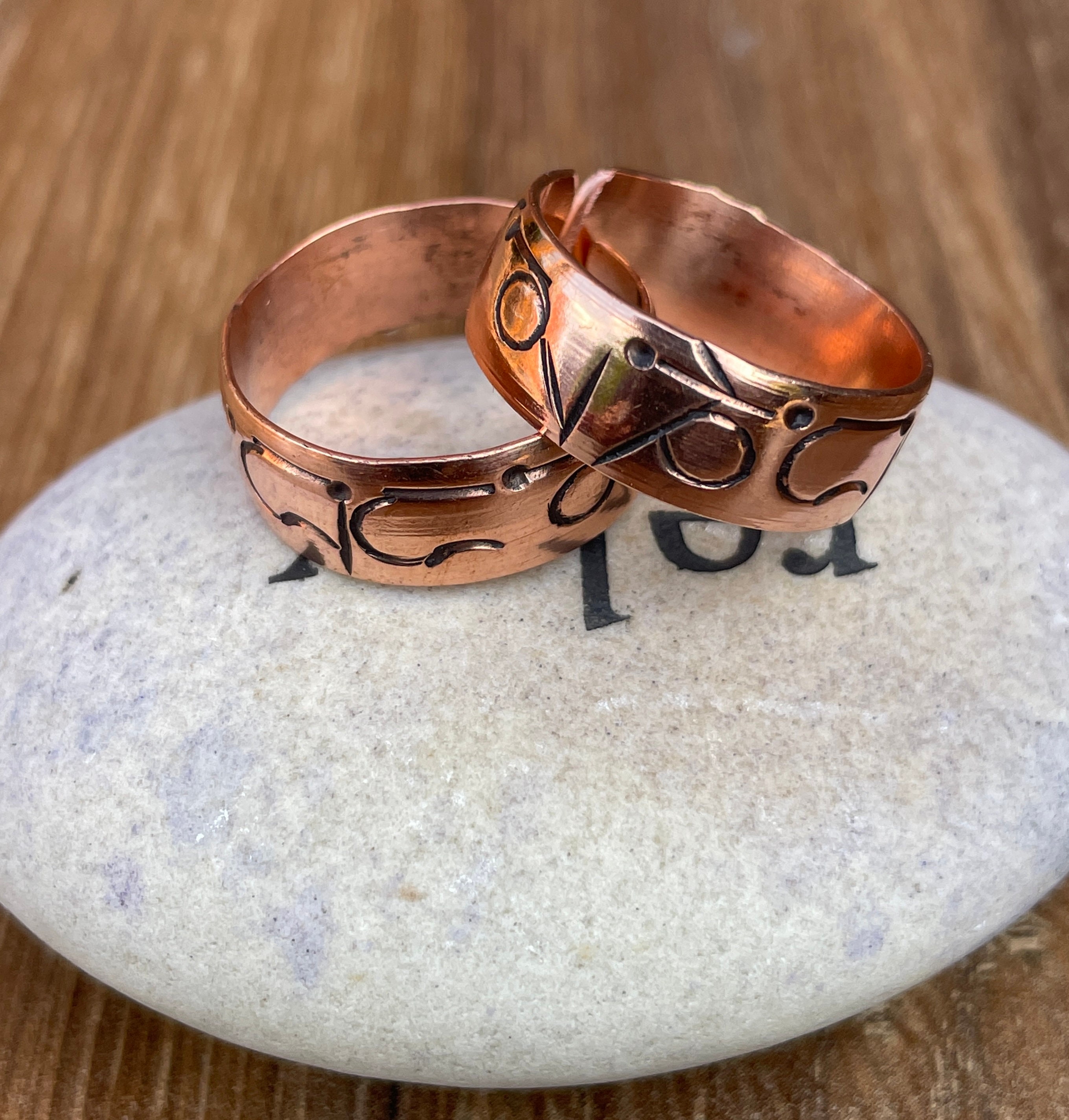 Tibetan Copper Ring - Mantra - Om Mani Padme Hum - Handmade in Nepal