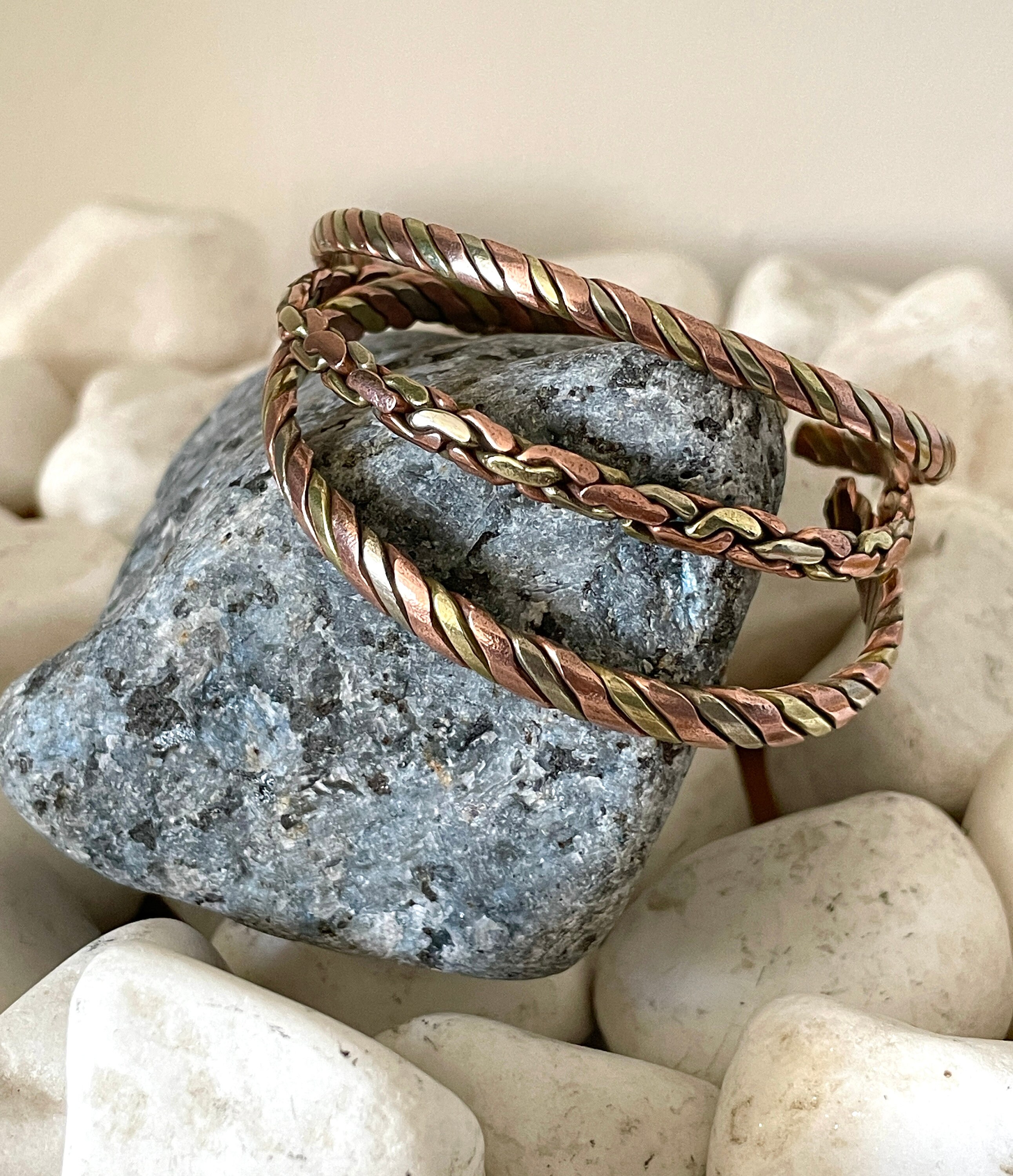 Copper and Brass Twisted Healing Bracelet - Copper & Brass Cuff