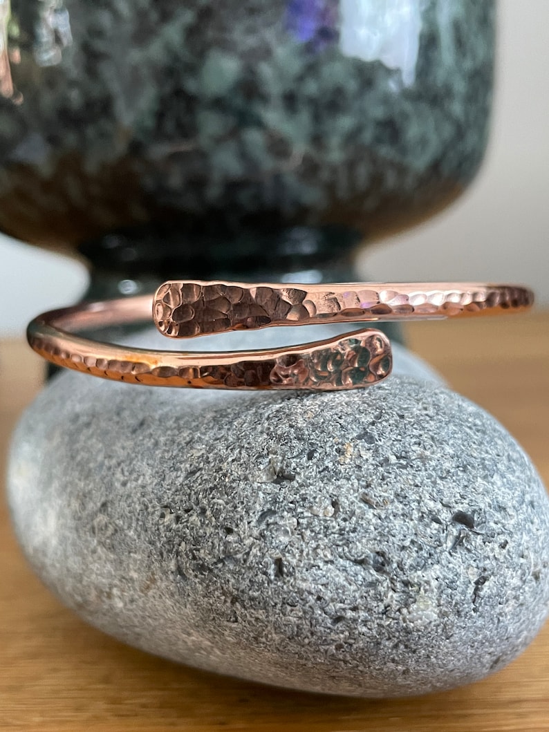 Copper Healing Bracelet Hammered Overlap Copper Cuff Bangle Handmade in Nepal Ideal for Gift image 8