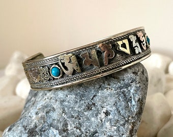 Om Mani Padme Hum Buddhist Bracelet | Nepal Tibet-  Cuff Bracelet Bangle | Nepal Buddhist Bracelet | Fine Spiritual Jewellery Mantra