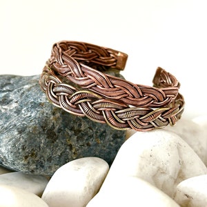 Braided Bracelet - Copper Brass Bracelet - Copper Cuff Bangle - Handmade in Nepal - Ideal for Gift
