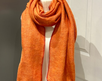 Yak Wool Shawl and Wrap - Rust Orange - Handmade in Nepal - Oversized Warm Shawl - Handloomed shawl - Soft and Warm - Ideal for gift