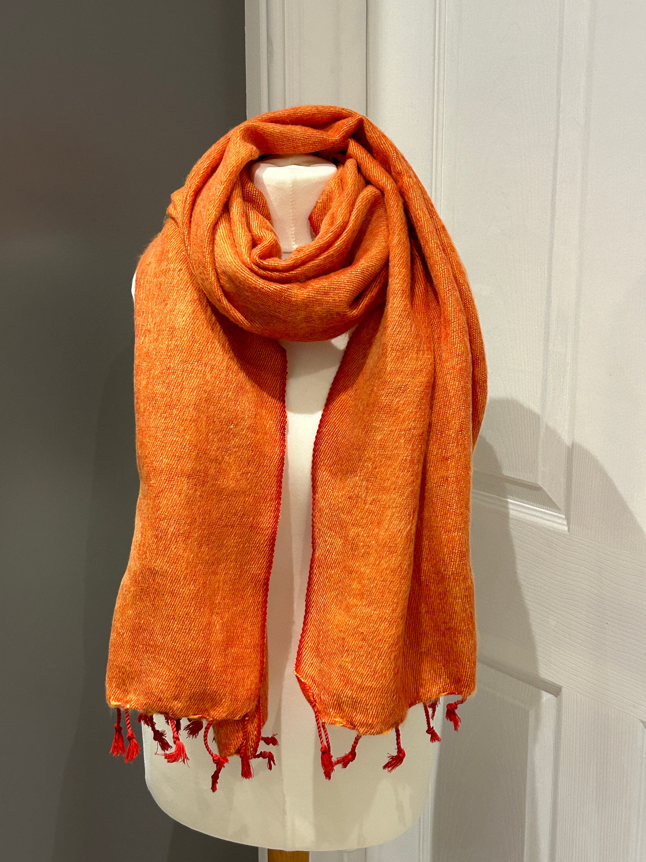 Yak Wool Shawl and Wrap - Rust Orange - Handmade in Nepal