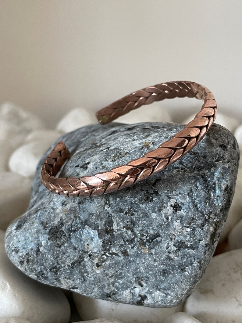 Copper Bracelet Handmade Plaited Copper Bracelet Made in Nepal Ideal for Gift # width 7mm mL