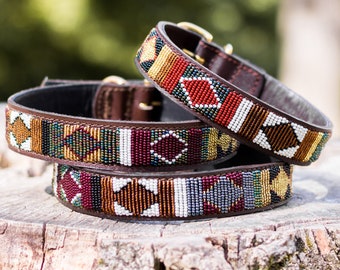 Collare per cani Maasai - Collare per cani Maasai "berbero" - Tessitura etnica - Collare africano - Multicolore