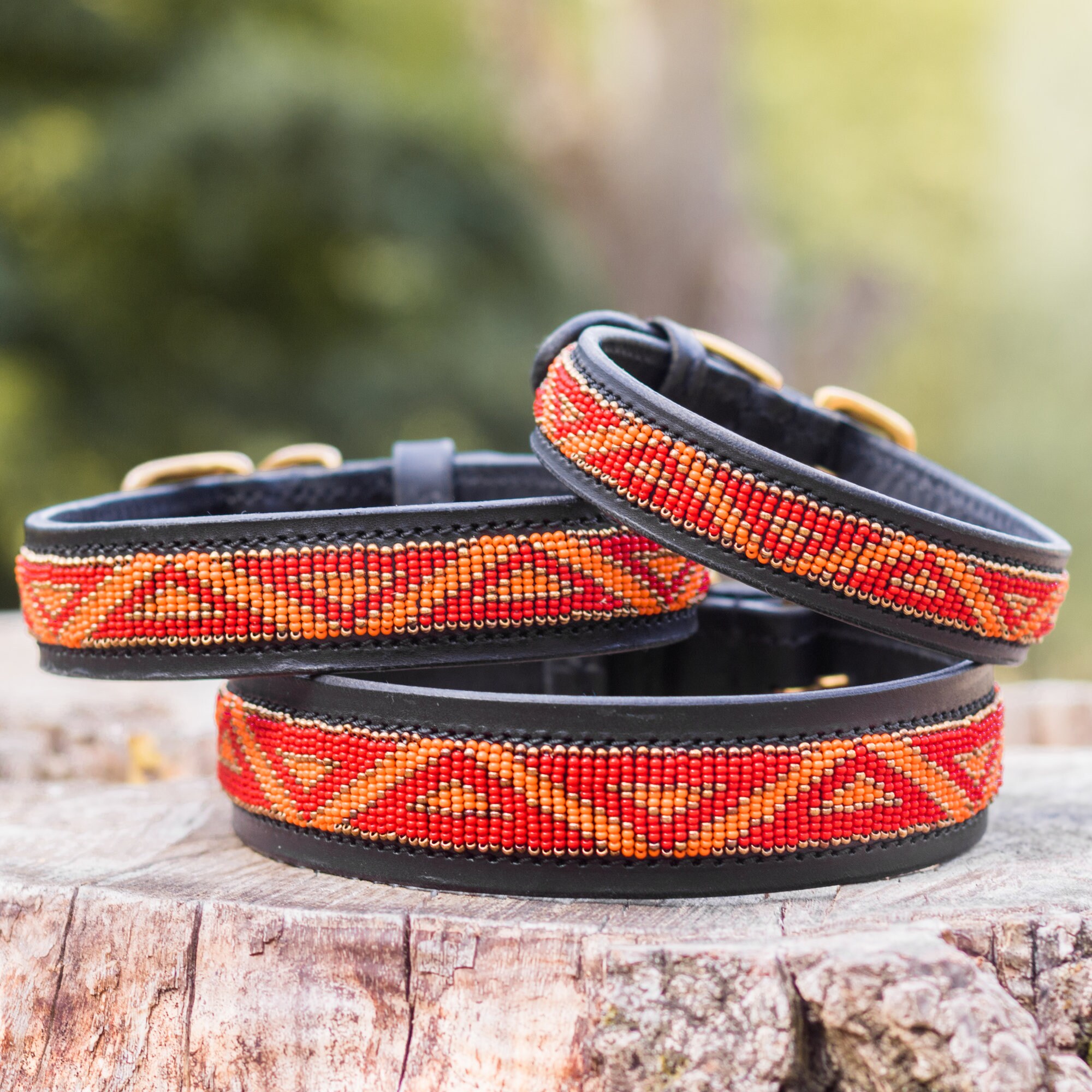 Collier Chien Massaï - Dog Collar Maasaï Erythraeum Tissage Ethnique Collier Africain Red