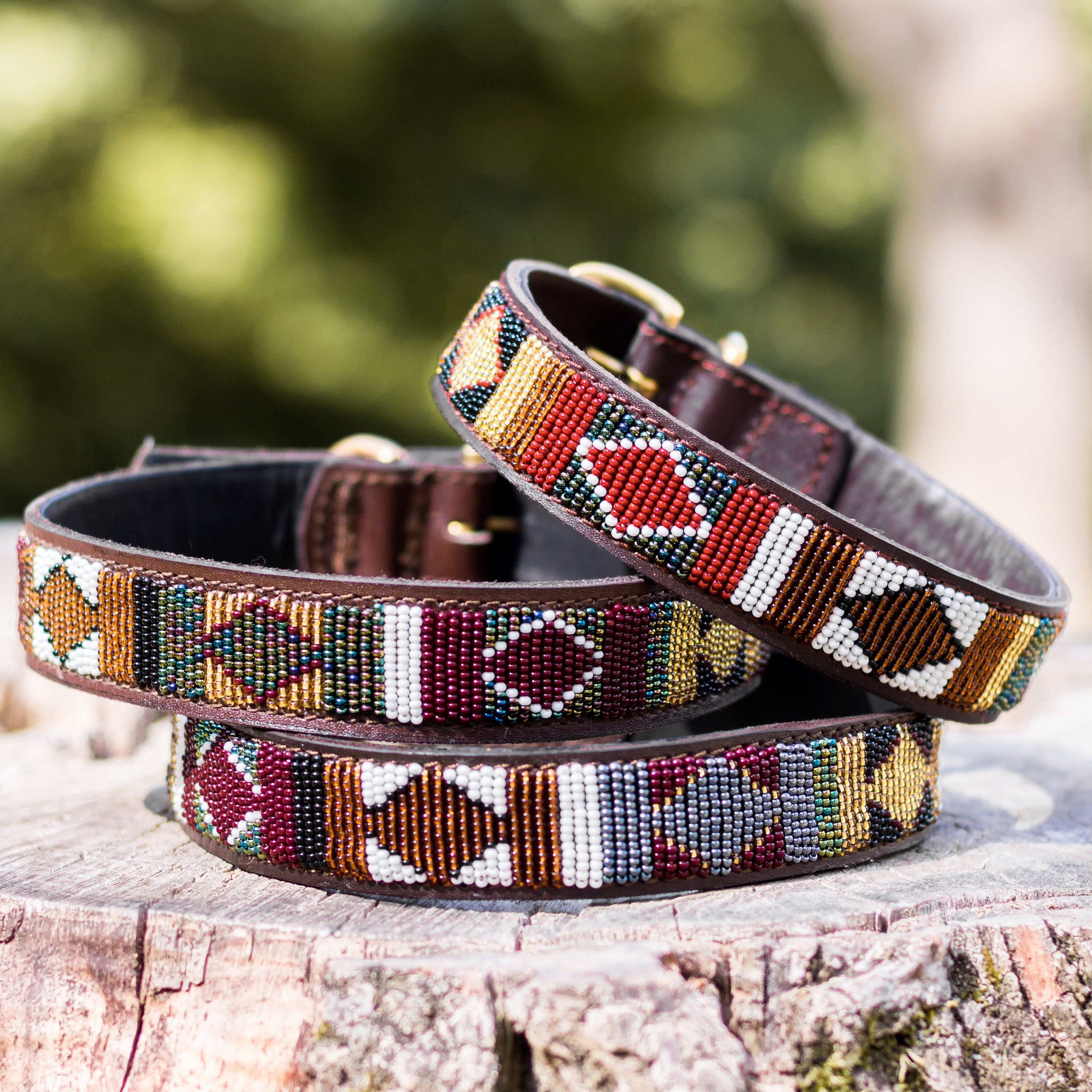 Collier Chien Massaï - Dog Collar Maasaï Berbere Tissage Ethnique Collier Africain Multicolor