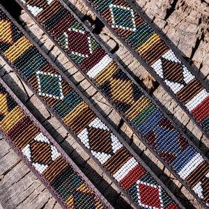 Maasai Hondenhalsband Maasai Hondenhalsband Berber Etnisch Weven Afrikaanse Halsband Veelkleurig afbeelding 3