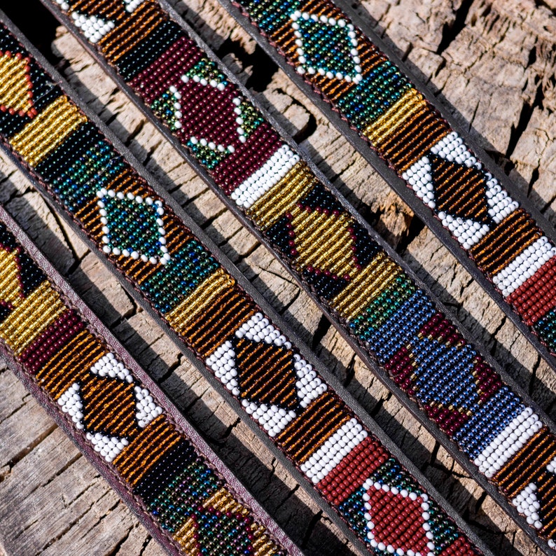 Maasai Hondenhalsband Maasai Hondenhalsband Berber Etnisch Weven Afrikaanse Halsband Veelkleurig afbeelding 3