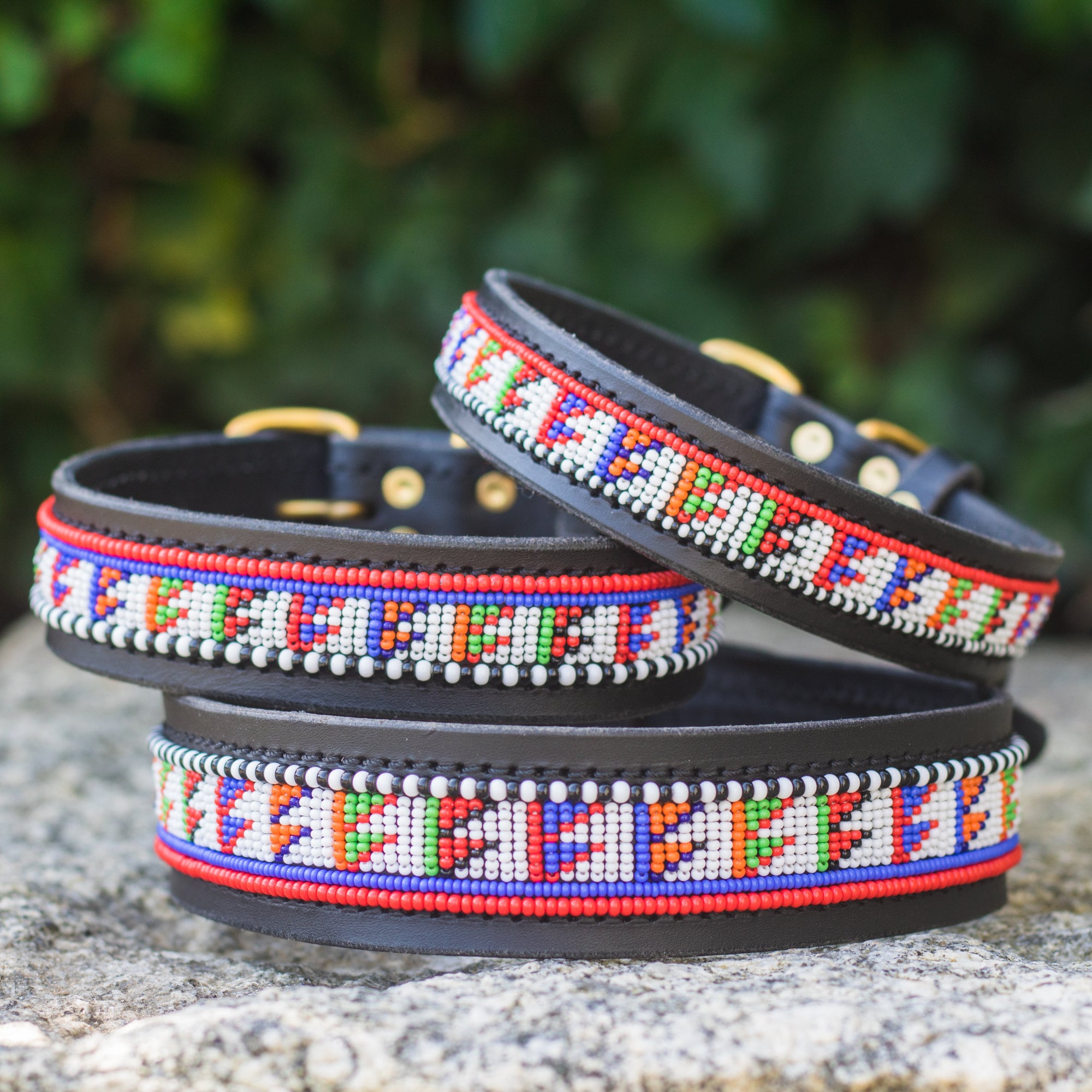 Collier Chien Massaï - Dog Collar Maasaï Gold Reef Tissage Ethnique Collier Africain Multicolor