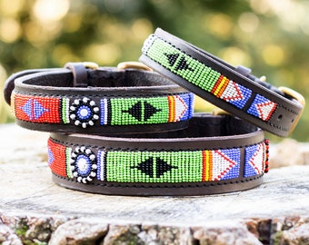 Collier Chien Massaï - Dog collar Maasaï "Durban" - Tissage Ethnique - Collier Africain - Multicolor