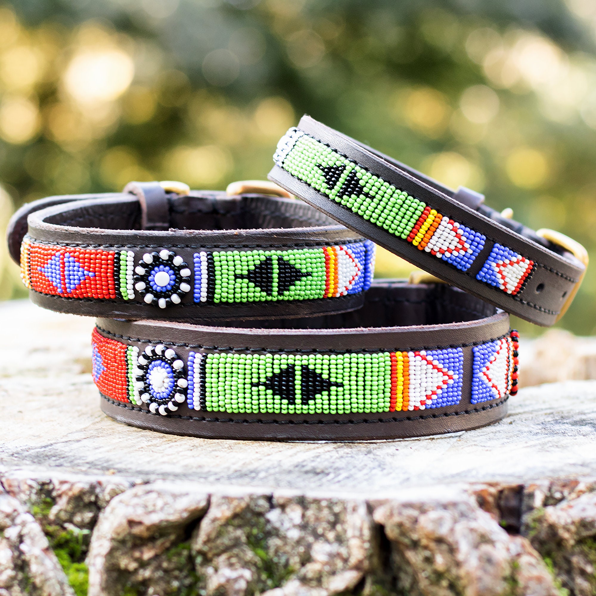 Collier Chien Massaï - Dog Collar Maasaï Durban Tissage Ethnique Collier Africain Multicolor