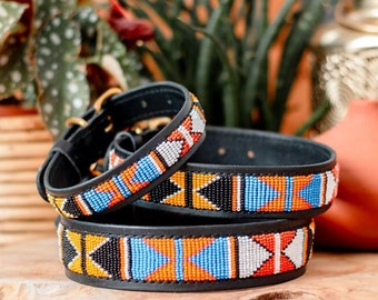 Collier Chien Massaï - Dog collar Maasaï "Karibu" - Tissage Ethnique - Collier Africain - Multicolor