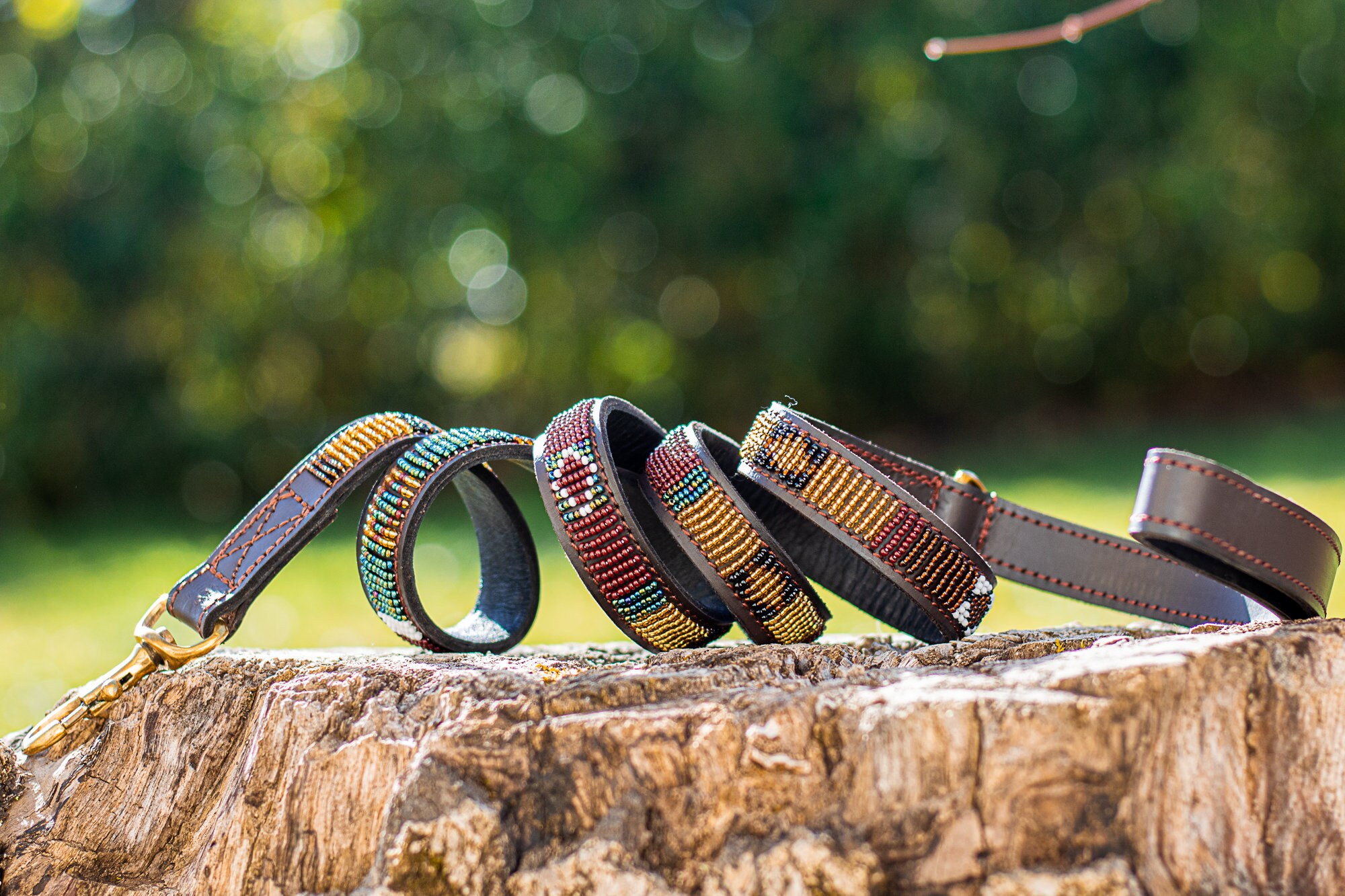 Dog Leash Massaï - Laisse Chien Maasaï Berbere Tissage Ethnique Africain Multicolor