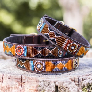 Maasai Dog Collar - Maasai Dog Collar &quot;Emnambithi&quot; - Ethnic Weaving - African Collar - Multicolor