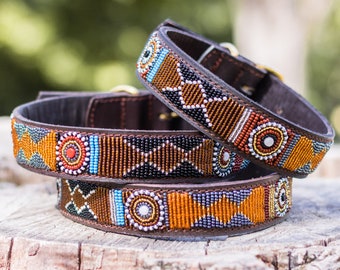 Massai-Hundehalsband - Massai-Hundehalsband "Emnambithi" - Ethnische Weberei - Afrikanisches Halsband - Mehrfarbig