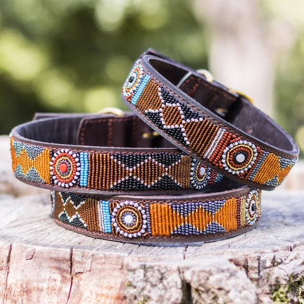 Collier Chien Massaï - Dog collar Maasaï "Emnambithi" - Tissage Ethnique - Collier Africain - Multicolor