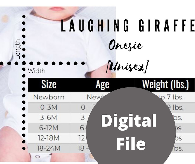 Laughing Giraffe Onesie Digital Size Chart | Etsy