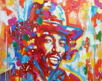 Jimi Hendrix Gemälde, Original Acryl Pop Art Portrait
